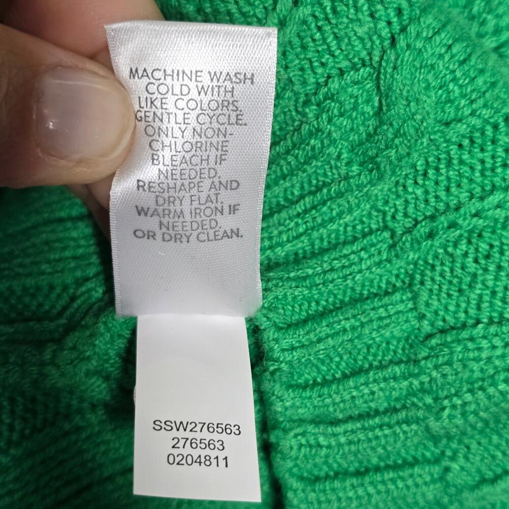 Women's J. Jill Green Meadow Cable Knit Polo Sweater Size XL Tall - Picture 6 of 8